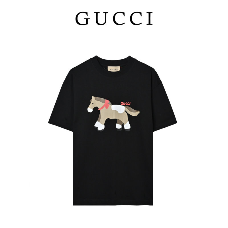 Gucci Black Dog Graphic Short Sleeve T-Shirt view