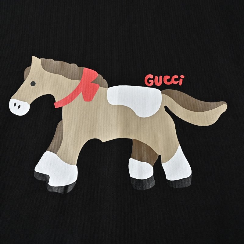 Gucci Black Dog Graphic Short Sleeve T-Shirt view