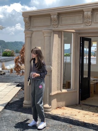 Canada Goose Charcoal Grey Joggers with Crest Logo view 3
