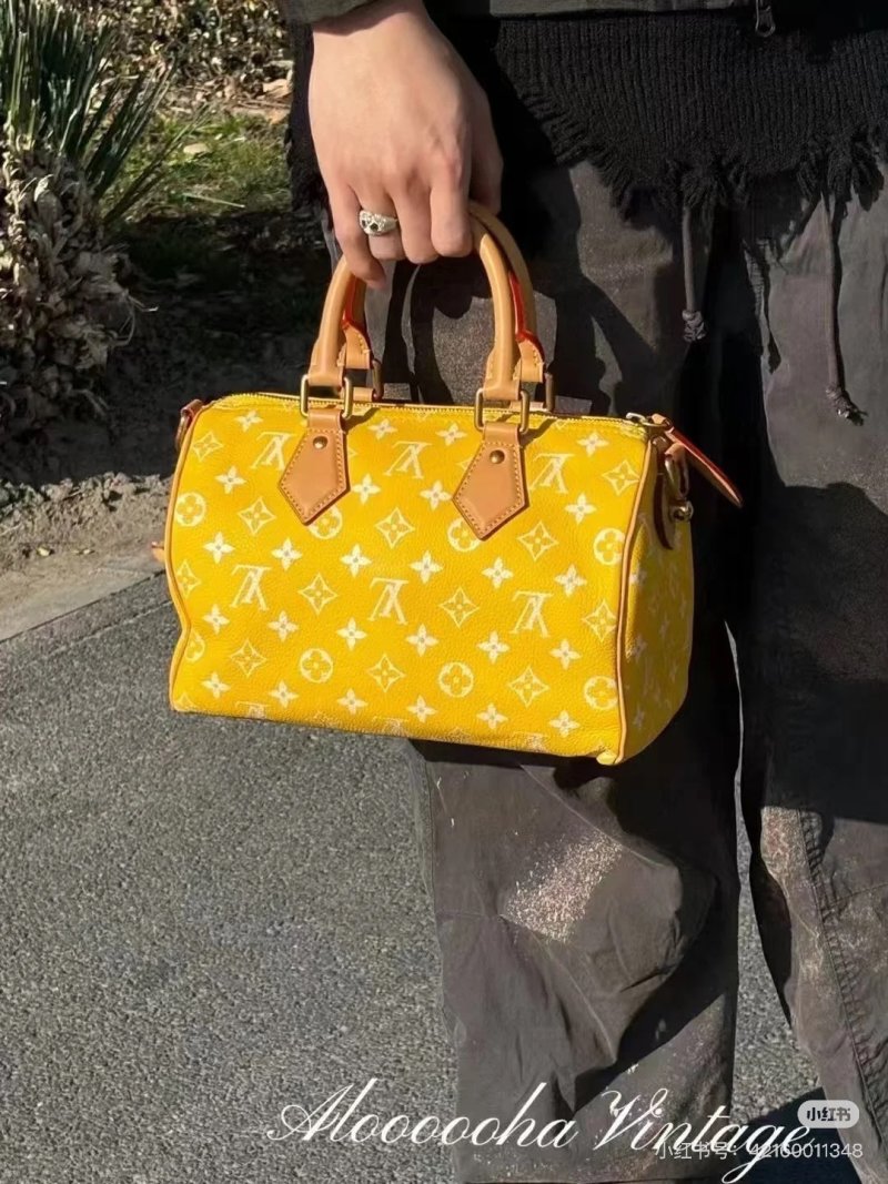 Louis Vuitton Speedy Monogram Yellow Canvas Handbag