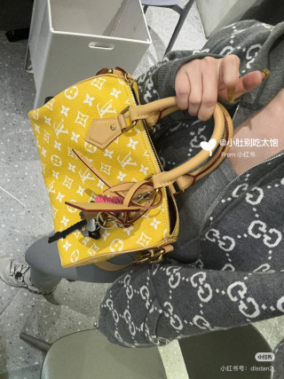 Louis Vuitton Speedy Monogram Yellow Canvas Handbag view 6