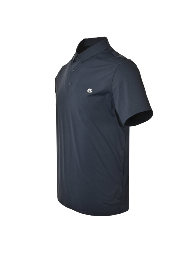 Navy Short Sleeve Polo Shirt with Tree Logo view
