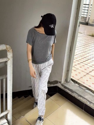 Fendi Monogram Straight Leg Pants White Grey view 4
