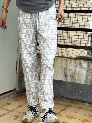 Fendi Monogram Straight Leg Pants White Grey view 5