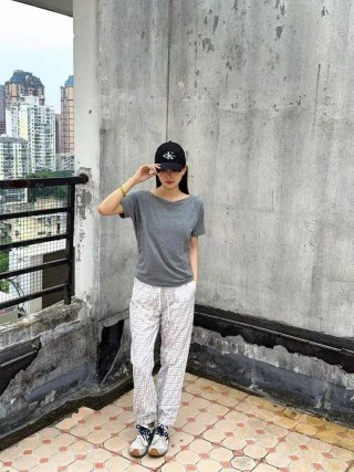Fendi Monogram Straight Leg Pants White Grey view 7