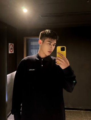 Essentials Black Long Sleeve Polo Shirt