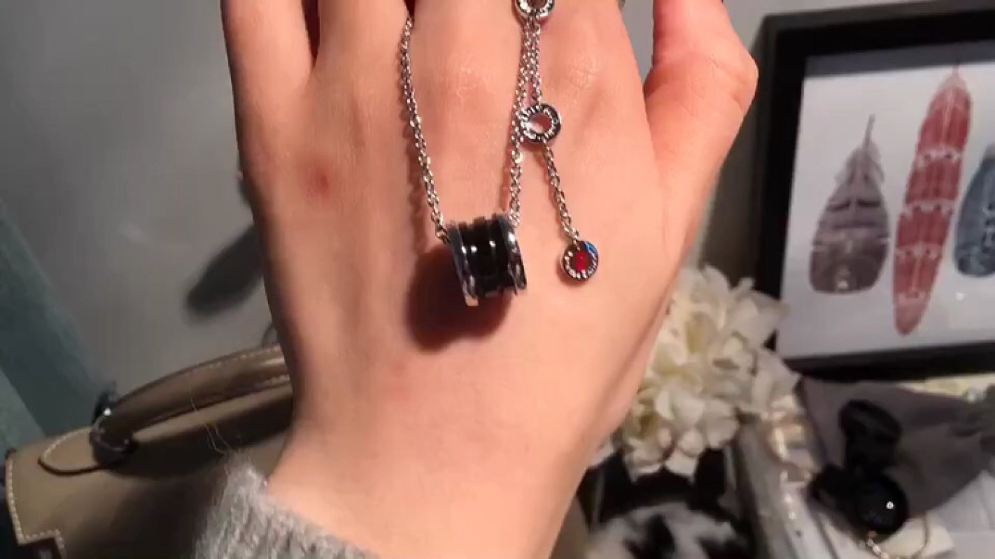 Bvlgari B.Zero1 Black Ceramic & Silver Pendant Necklace