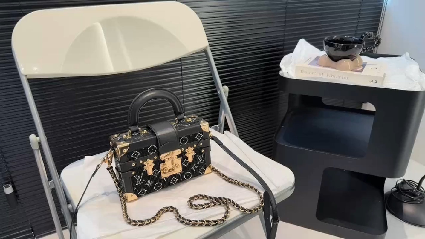 Versace Black Quilted Chain Shoulder Bag with Gold Medusa Hardware