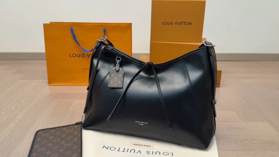 Louis Vuitton Keepall Black Leather Travel Bag