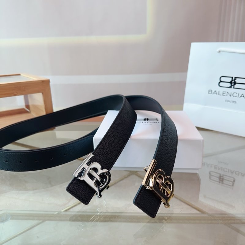 Balenciaga BB Logo Leather Belt Black
