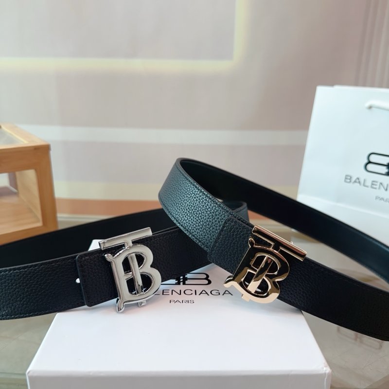 Balenciaga BB Logo Leather Belt Black view