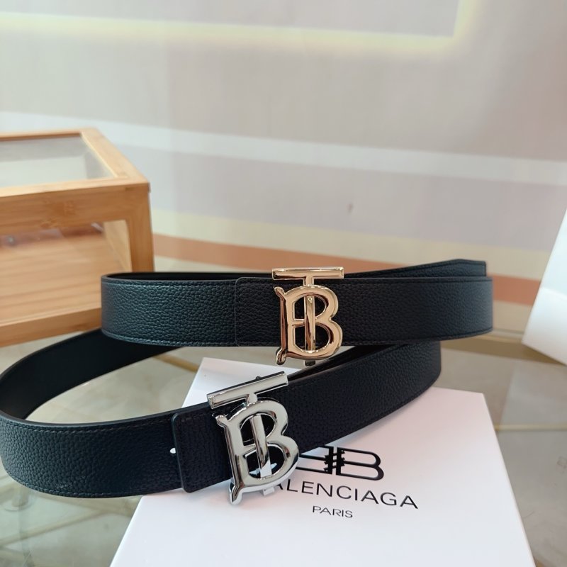 Balenciaga BB Logo Leather Belt Black view