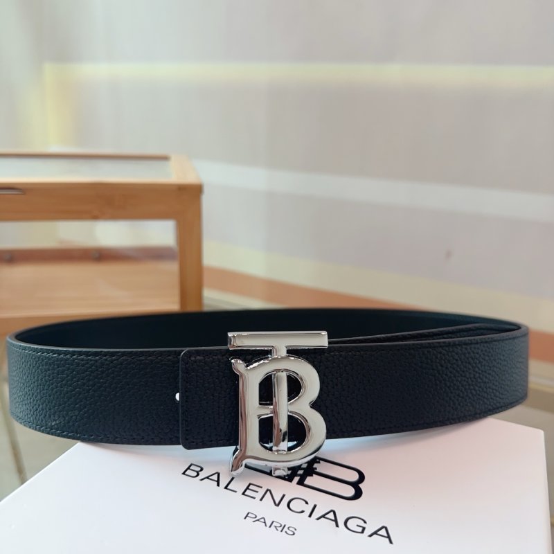 Balenciaga BB Logo Leather Belt Black view