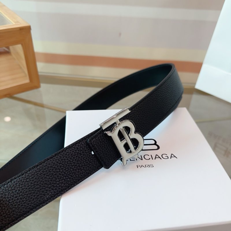 Balenciaga BB Logo Leather Belt Black view