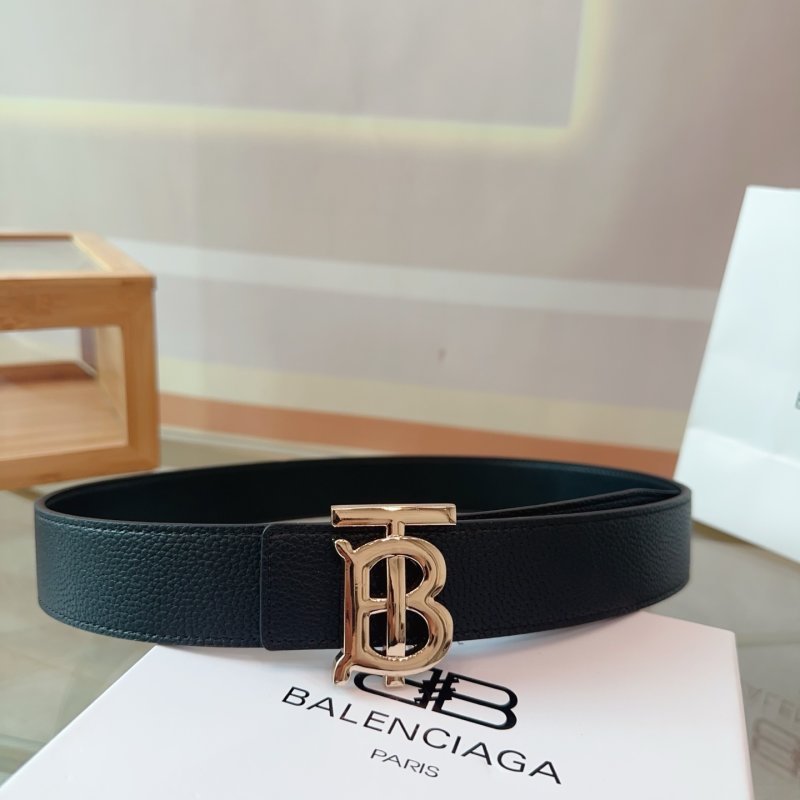 Balenciaga BB Logo Leather Belt Black view