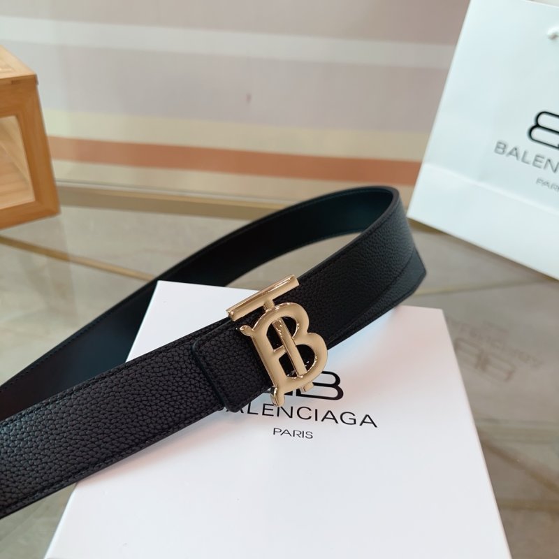 Balenciaga BB Logo Leather Belt Black view