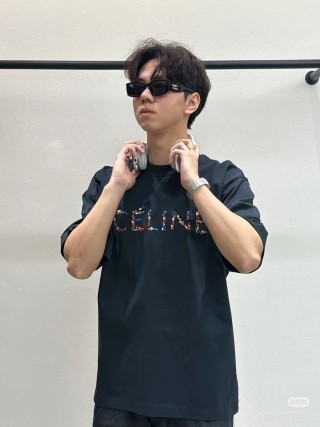 Black Oversized T-Shirt with Colorful Logo Print