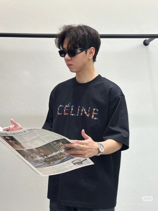Black Oversized T-Shirt with Colorful Logo Print view 3
