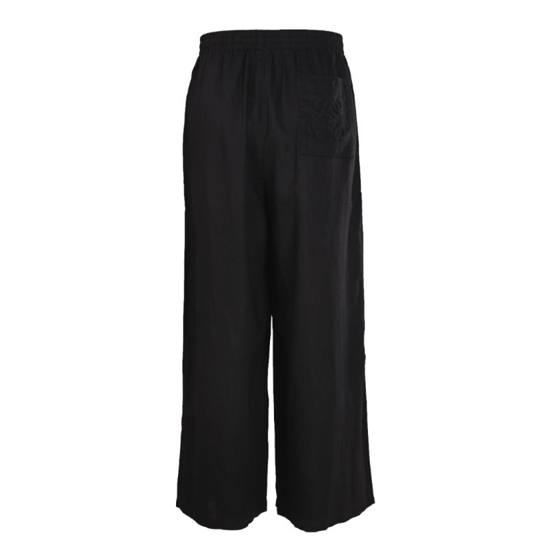 Loewe Black Wide-Leg Anagram Embroidered Pants view