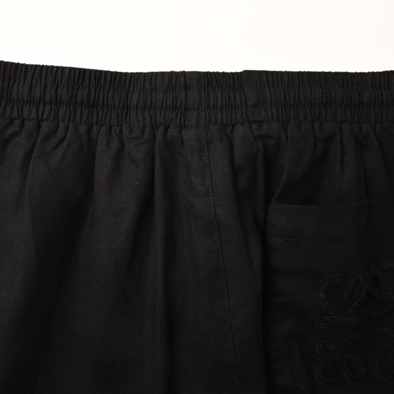Loewe Black Wide-Leg Anagram Embroidered Pants view