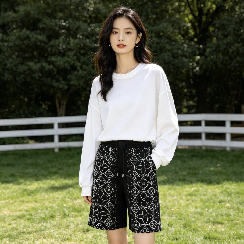 Black Geometric Pattern Shorts