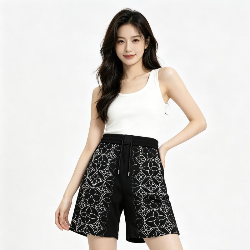 Black Geometric Pattern Shorts view