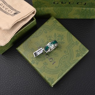 Gucci Double G Sterling Silver Couple Ring - Green