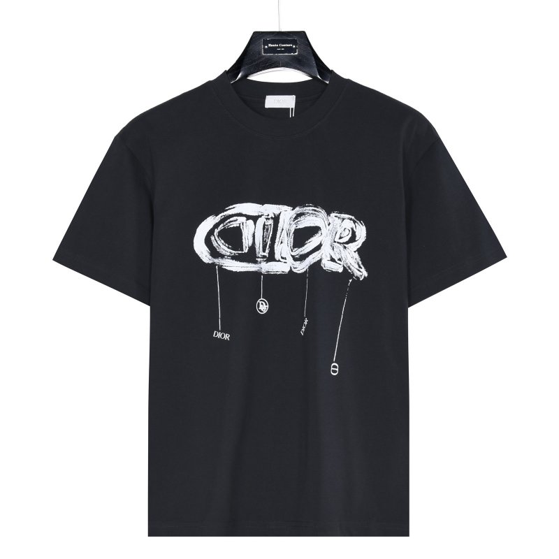Dior Black Graffiti Logo Short Sleeve T-Shirt view