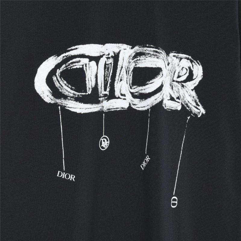 Dior Black Graffiti Logo Short Sleeve T-Shirt view