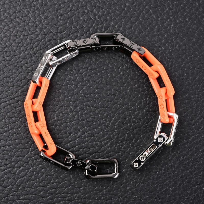 Louis Vuitton Monogram Bamboo Chain Bracelet Orange Black