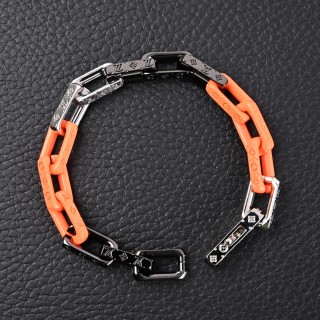 Louis Vuitton Monogram Bamboo Chain Bracelet Orange Black