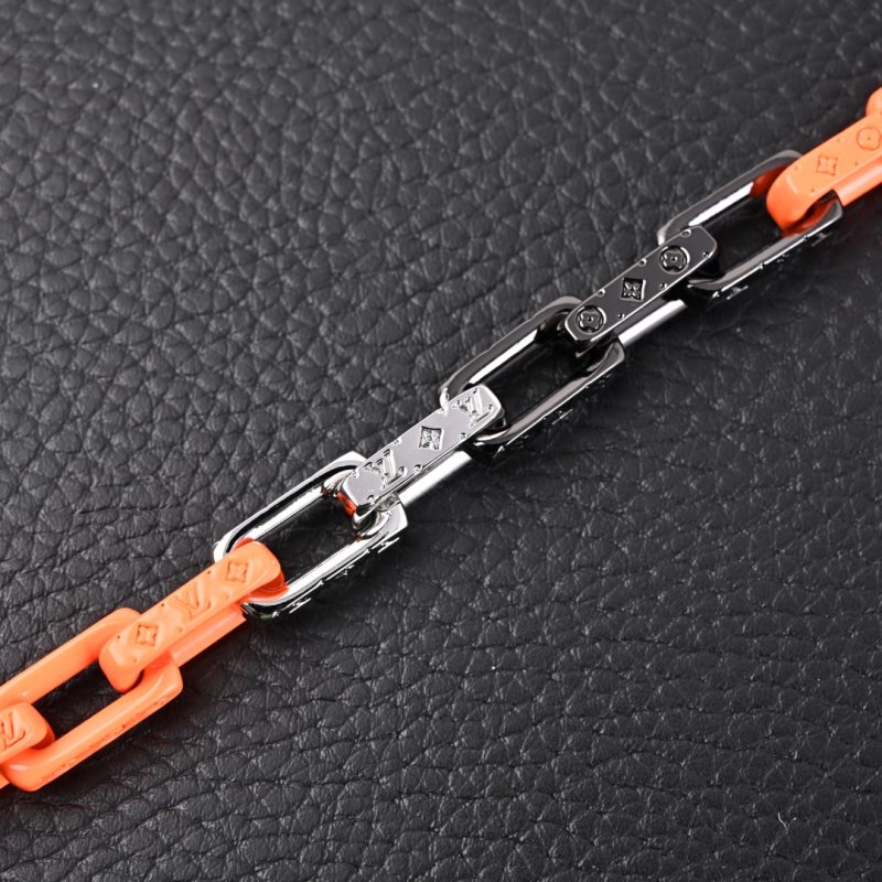Louis Vuitton Monogram Bamboo Chain Bracelet Orange Black view