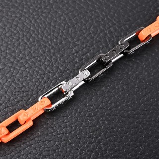 Louis Vuitton Monogram Bamboo Chain Bracelet Orange Black view 3
