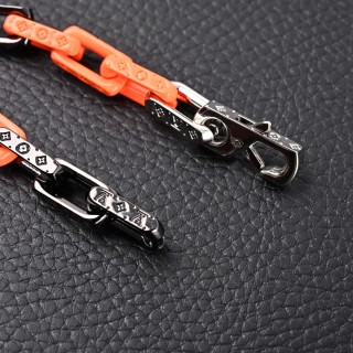 Louis Vuitton Monogram Bamboo Chain Bracelet Orange Black view 4