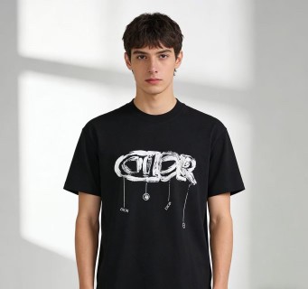 Dior Black Graffiti Logo Short Sleeve T-Shirt view 6