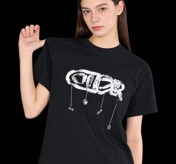 Dior Black Graffiti Logo Short Sleeve T-Shirt view 7