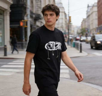 Dior Black Graffiti Logo Short Sleeve T-Shirt view 8
