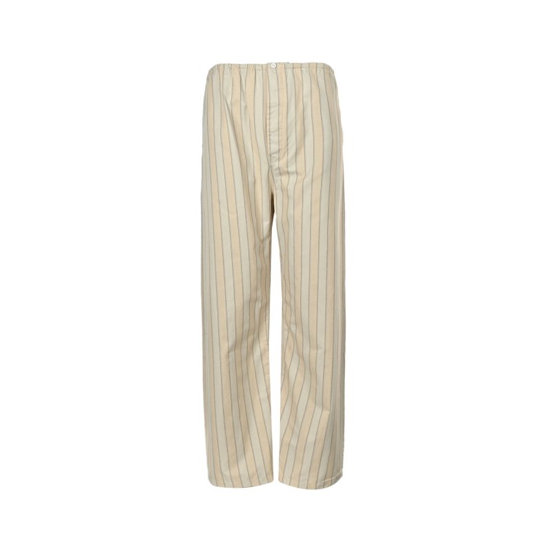 Beige Pinstriped Wide-Leg Trousers view