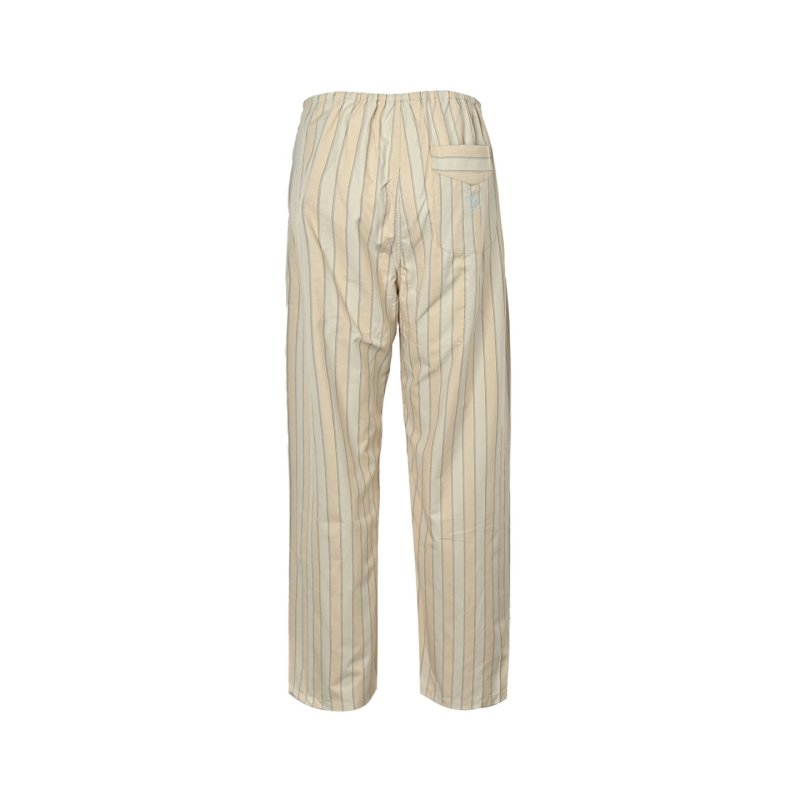 Beige Pinstriped Wide-Leg Trousers view