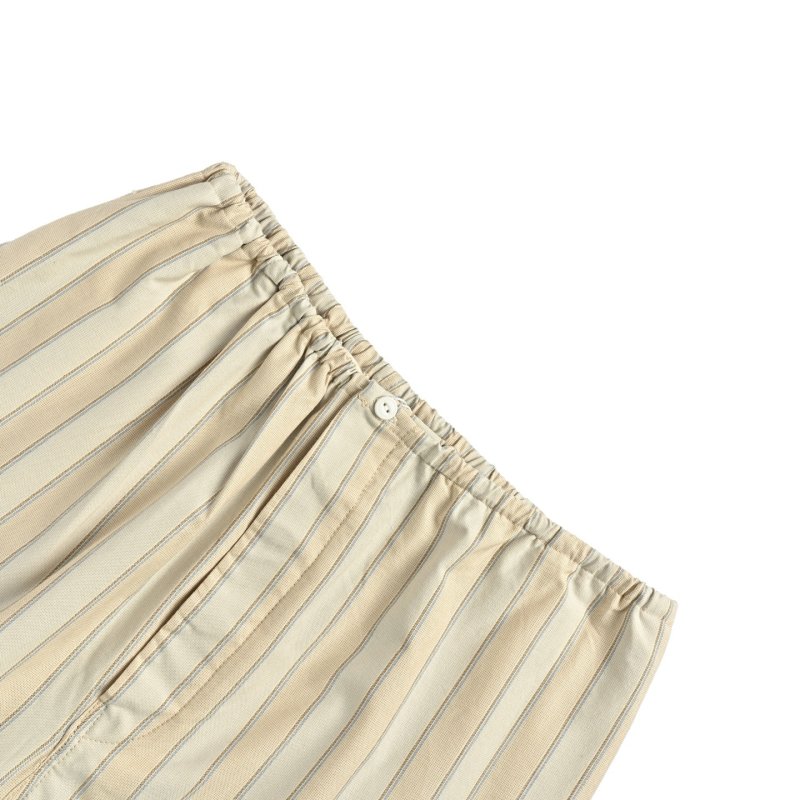 Beige Pinstriped Wide-Leg Trousers view