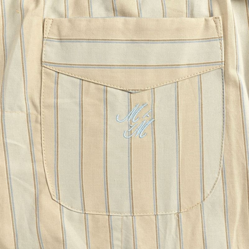 Beige Pinstriped Wide-Leg Trousers view
