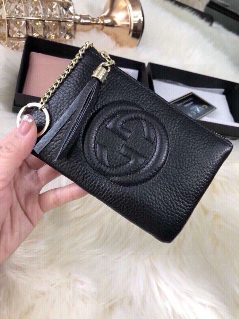 Gucci Interlocking G Black Leather Coin Purse