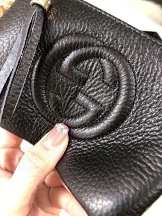 Gucci Interlocking G Black Leather Coin Purse view 8