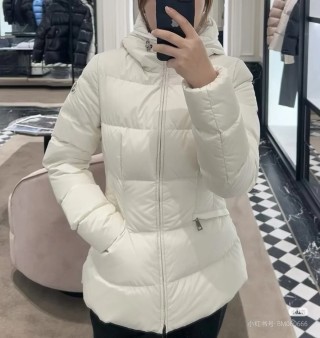 Cream Puffer Down Jacket with Hood view 12