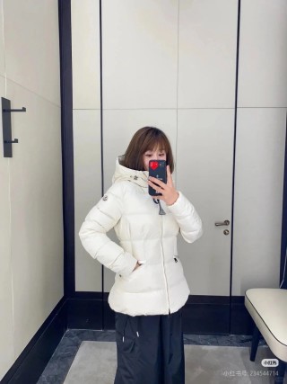 Cream Puffer Down Jacket with Hood view 3