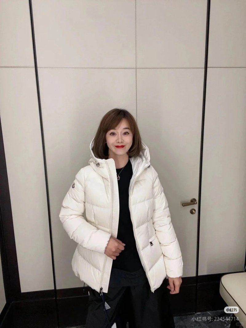 Cream Puffer Down Jacket with Hood view