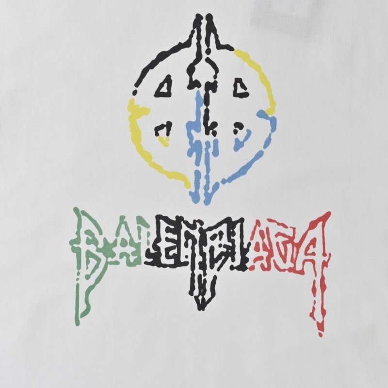 Balenciaga Multicolor Logo White T-Shirt view