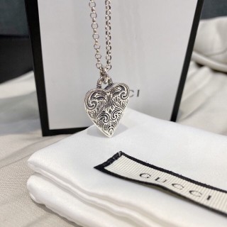 Gucci Heart Engraved Silver Pendant Necklace view 2