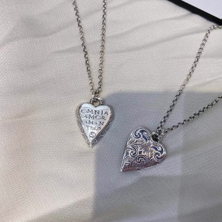 Gucci Heart Engraved Silver Pendant Necklace view 6