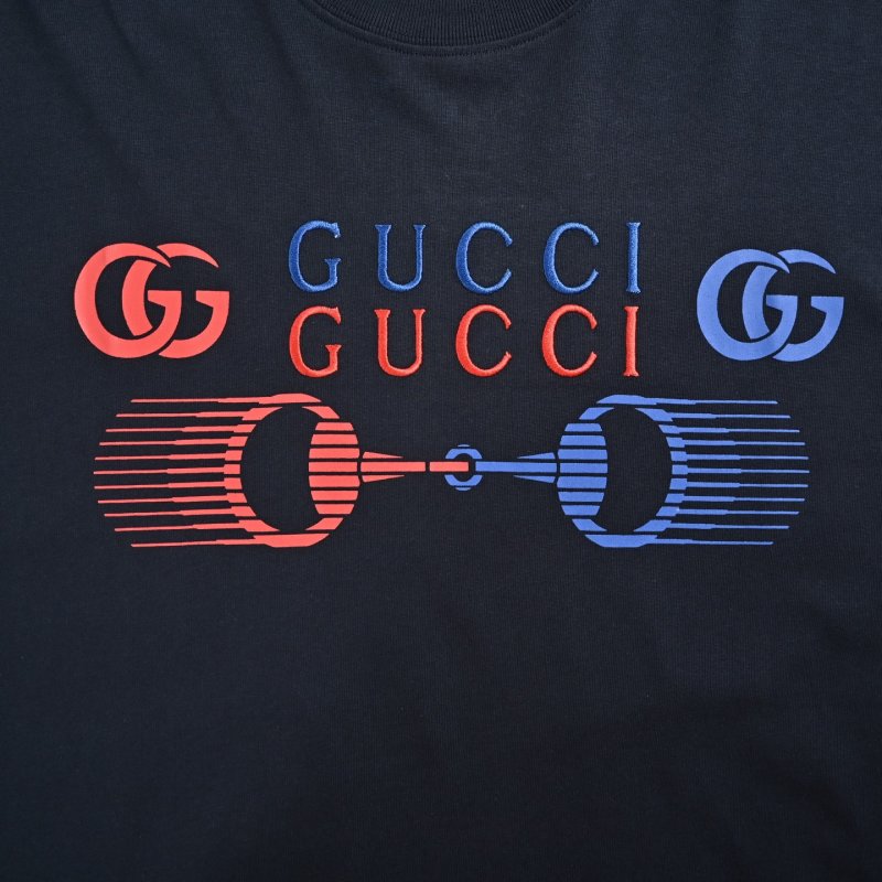 Black Graphic Print Short Sleeve T-Shirt with Blue & Red Design view